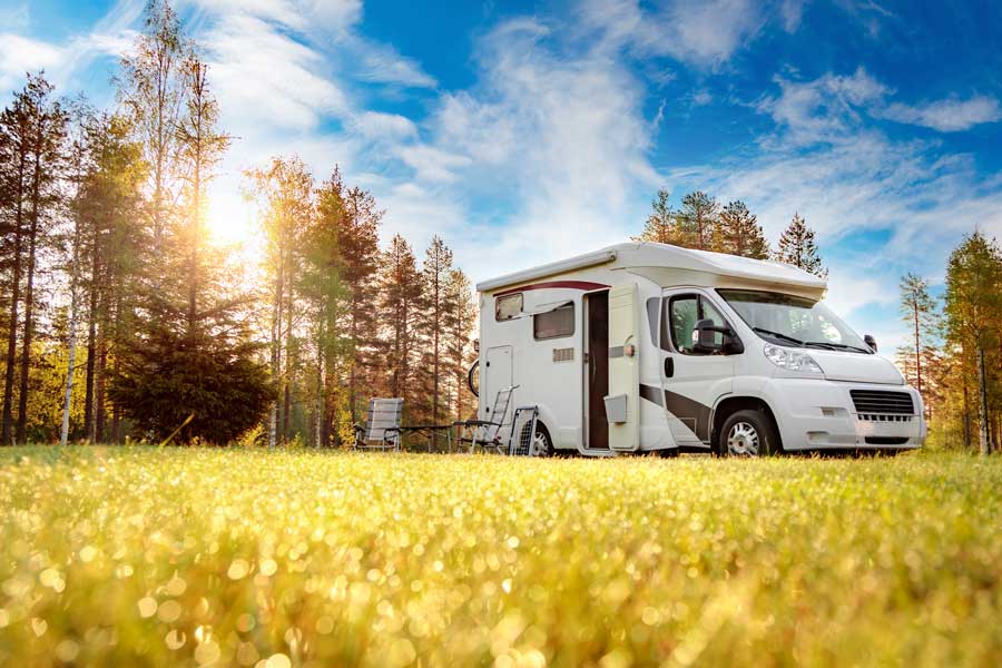 Motorhome sitting in field